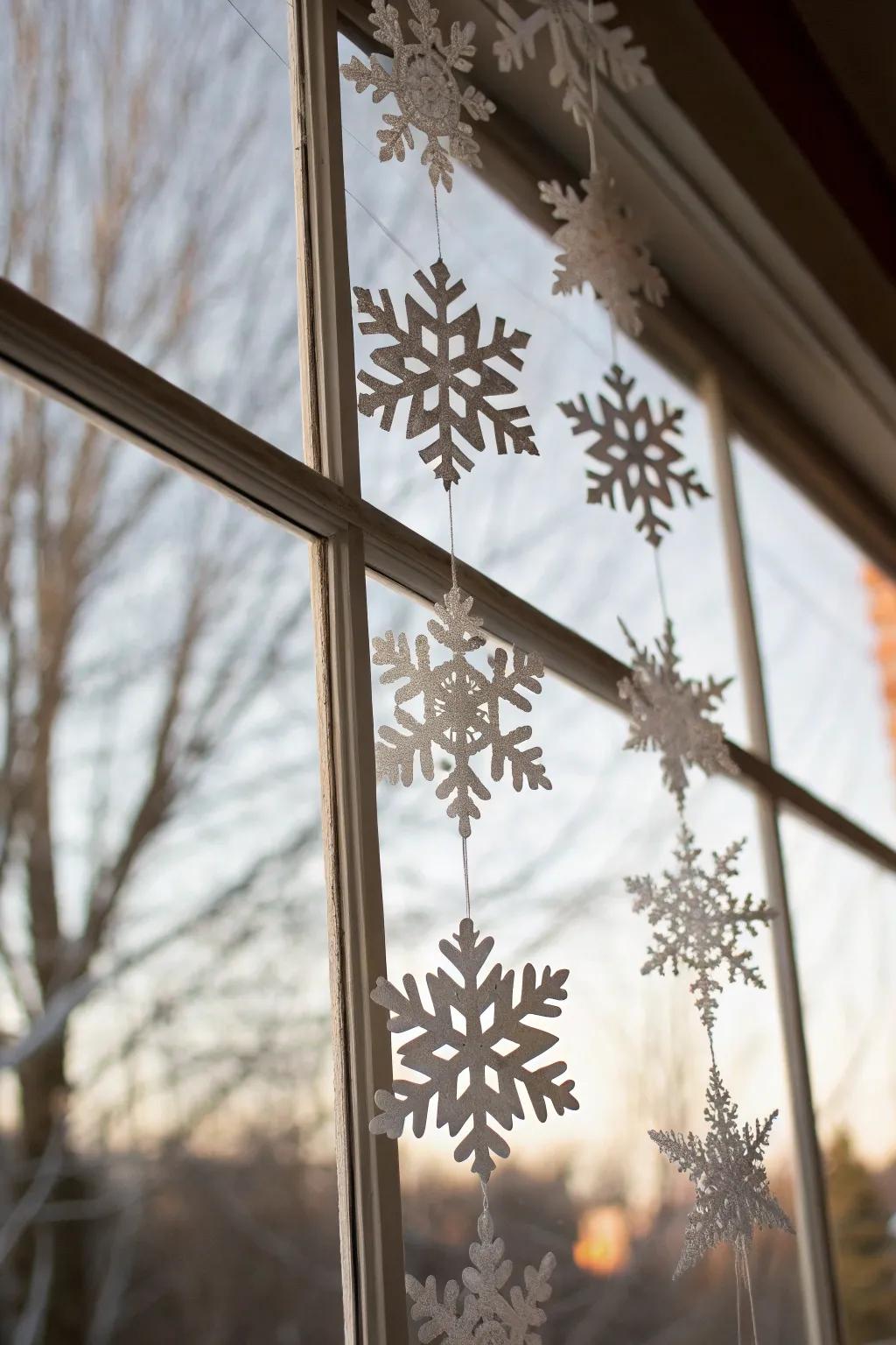 Decorate with a charming paper snowflake garland this winter.