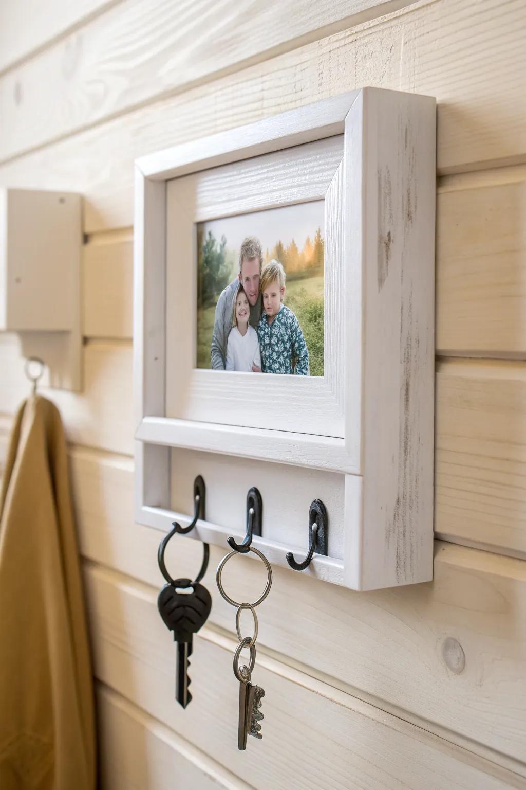 Add a personal touch to your entryway with this DIY photo frame key holder, blending simplicity and sentiment.