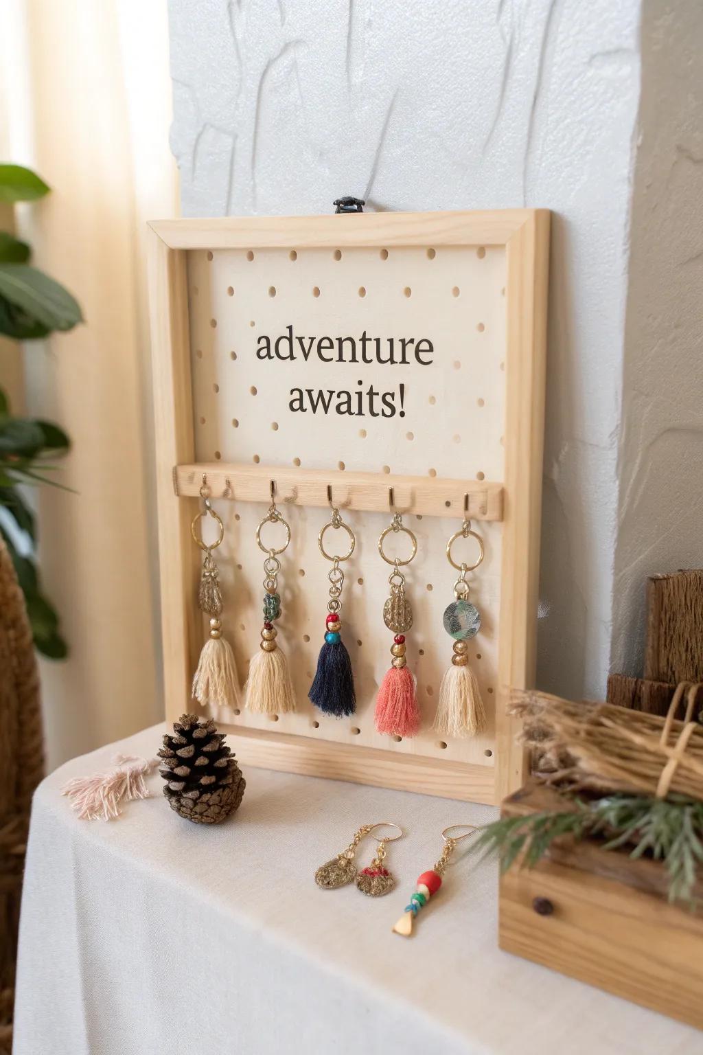 Add a touch of adventure to your decor with a personalized keychain display!