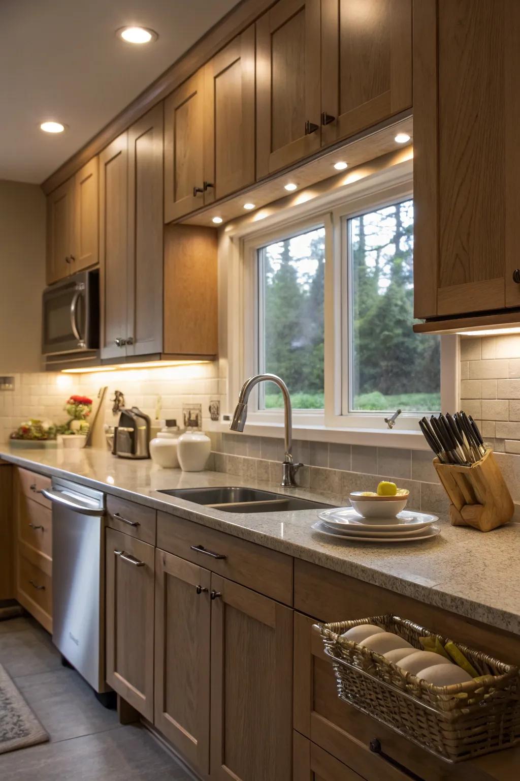 Battery-powered lights offer a quick and flexible lighting solution in the kitchen.