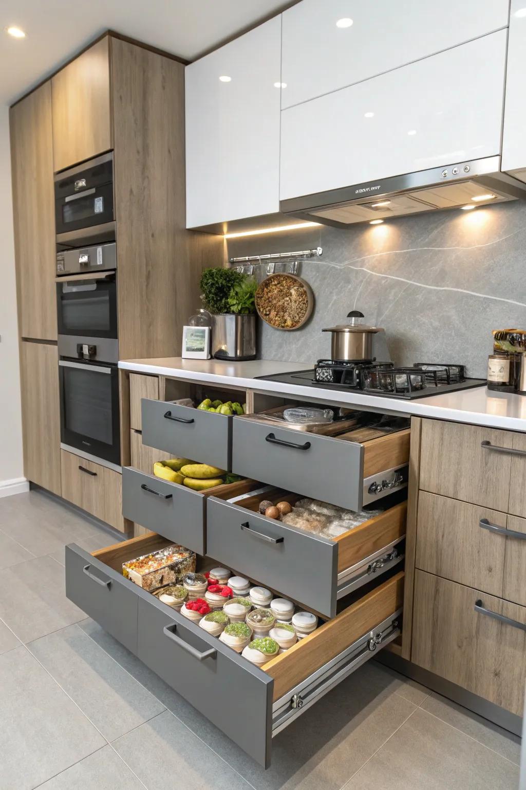 Efficient storage solutions keep your kitchen clutter-free.