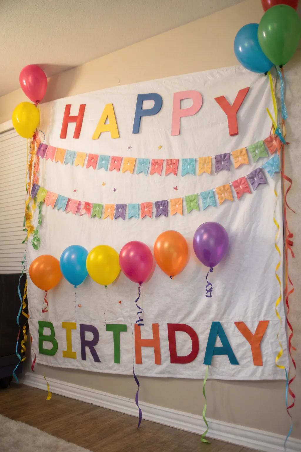 A DIY birthday banner ready to celebrate the special day.