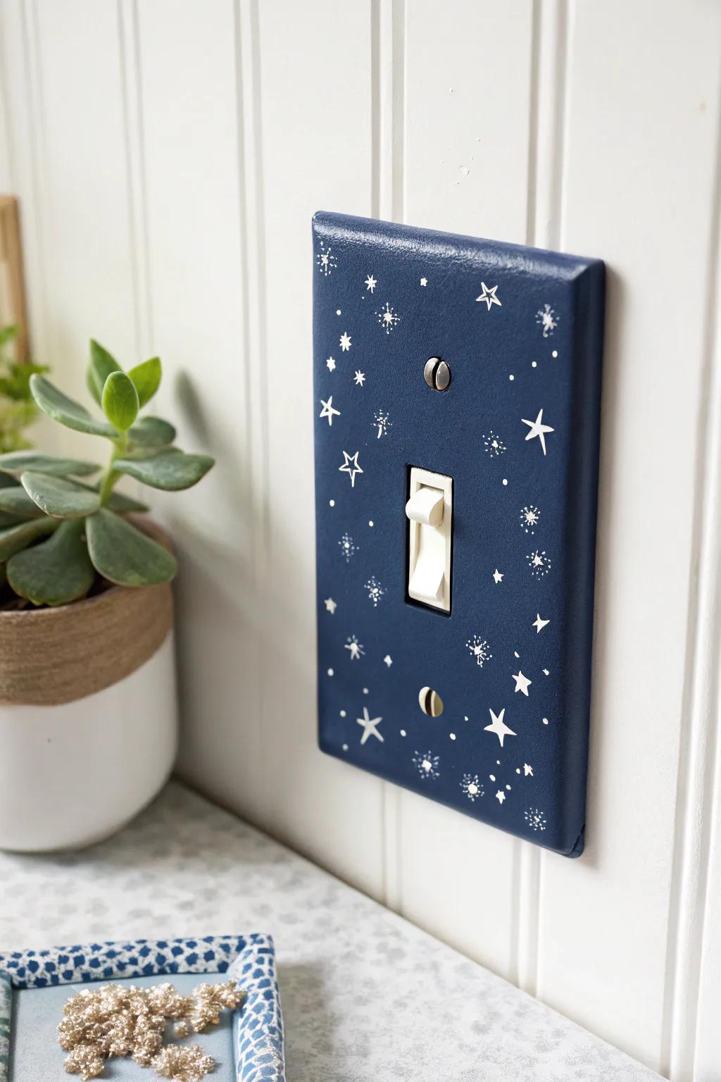 Bring the cosmos to your fingertips with this starry night light switch transformation.