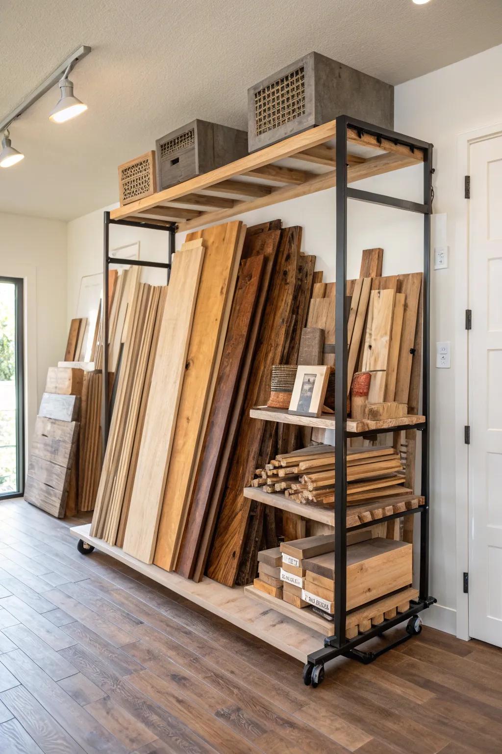 Freestanding racks provide flexible storage solutions for your wood.