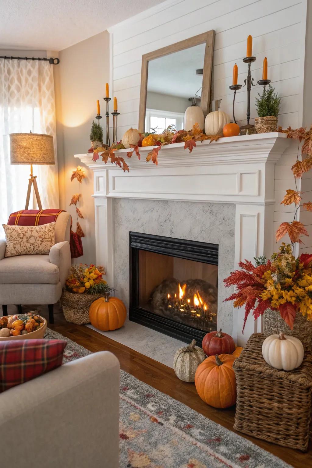 Celebrate the seasons with thematic mantel decor.