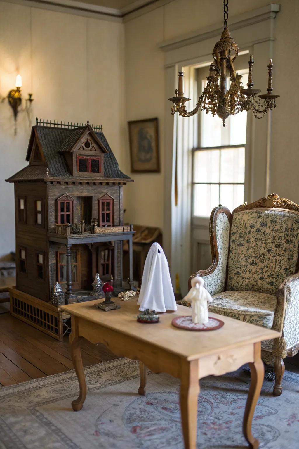 Step into the enchanting world of miniature interiors, where every detail tells a ghostly tale. 🏠🔍✨