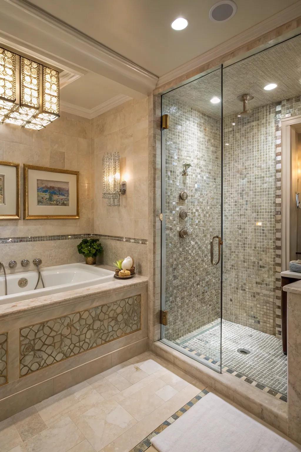 Bring elegance to your bathroom with mosaic tile art.