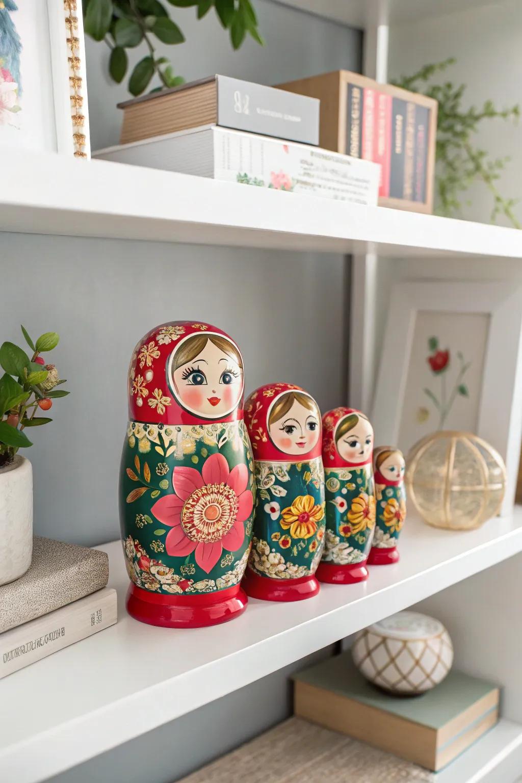 Russian Matryoshka dolls add a touch of whimsy and tradition to your home.