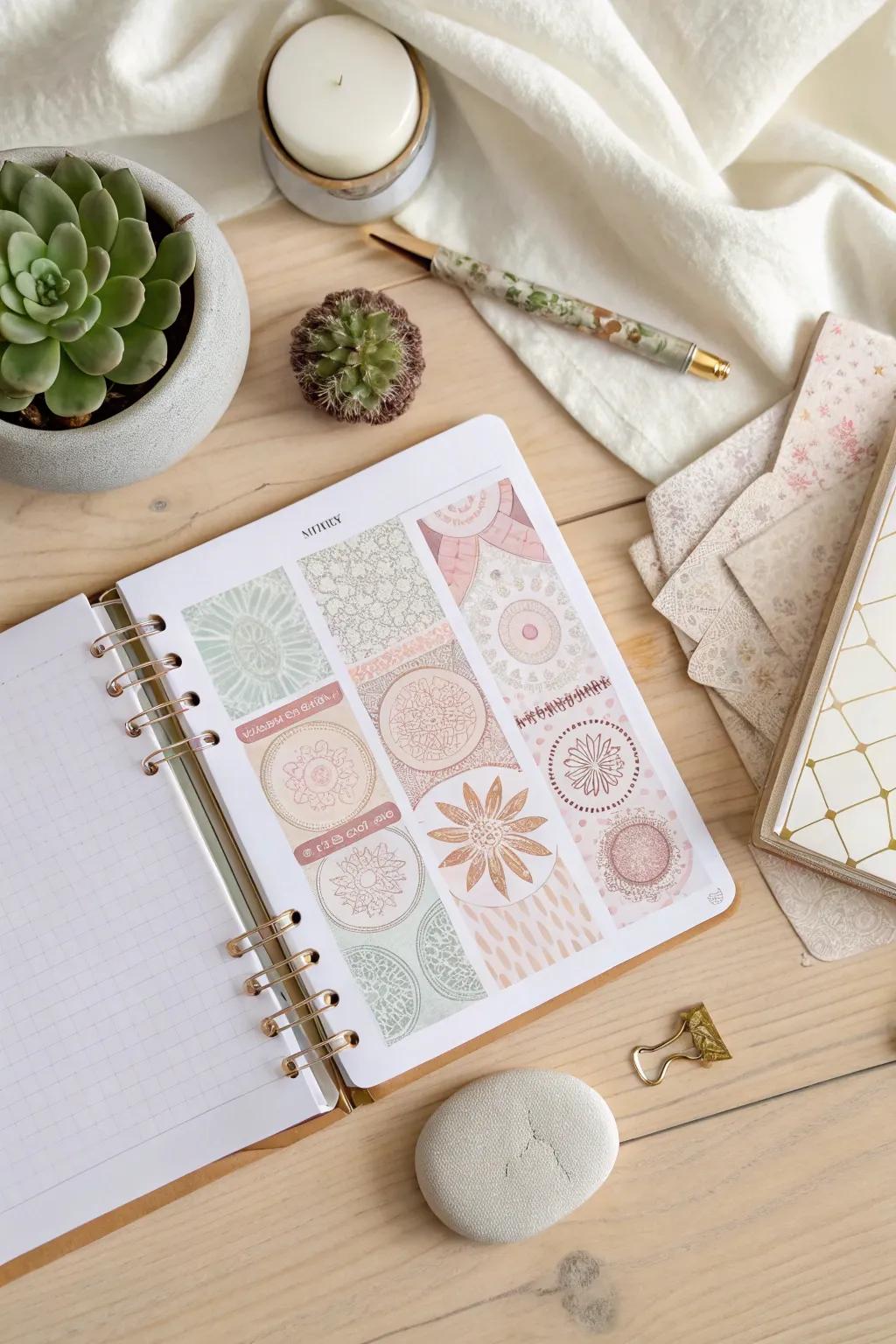 Elevate your notebook organization effortlessly with charming pre-made sticker dividers, blending Scandinavian minimalism with a touch of boho elegance.