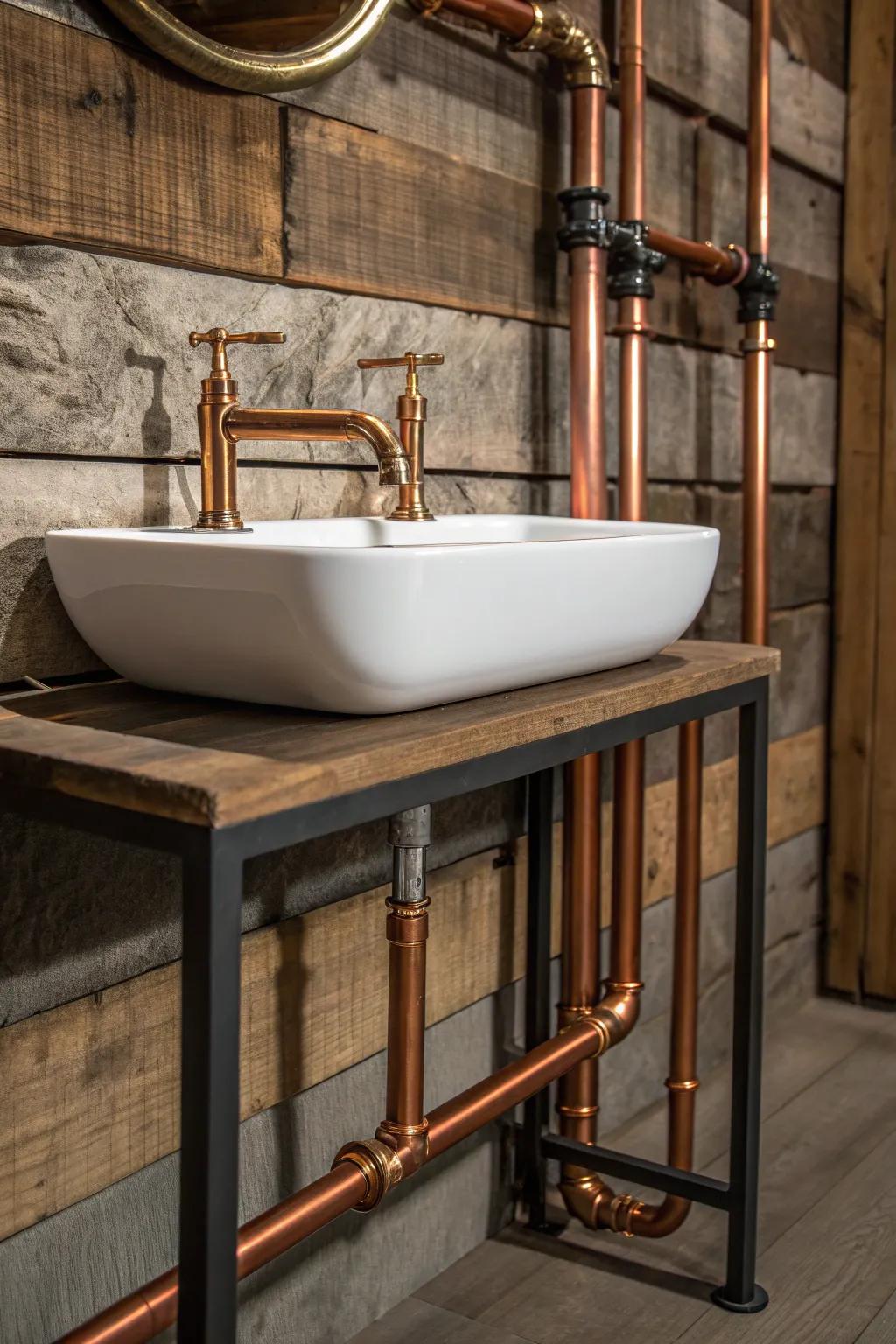 Embrace the art of simplicity with this industrial-inspired minimalist sink design.