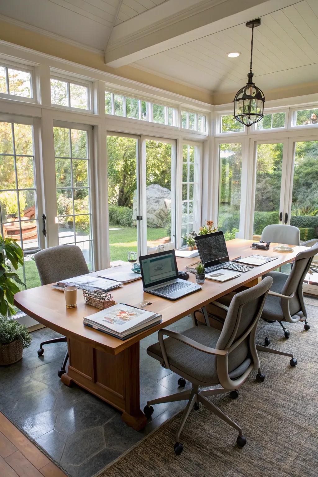 Create a professional setting with an at-home conference area.