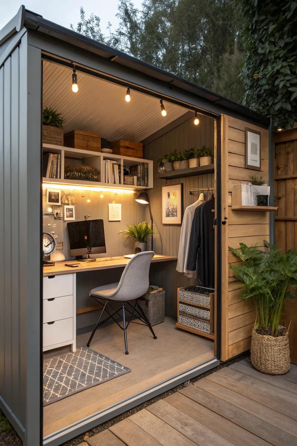 A compact and cozy office shed design