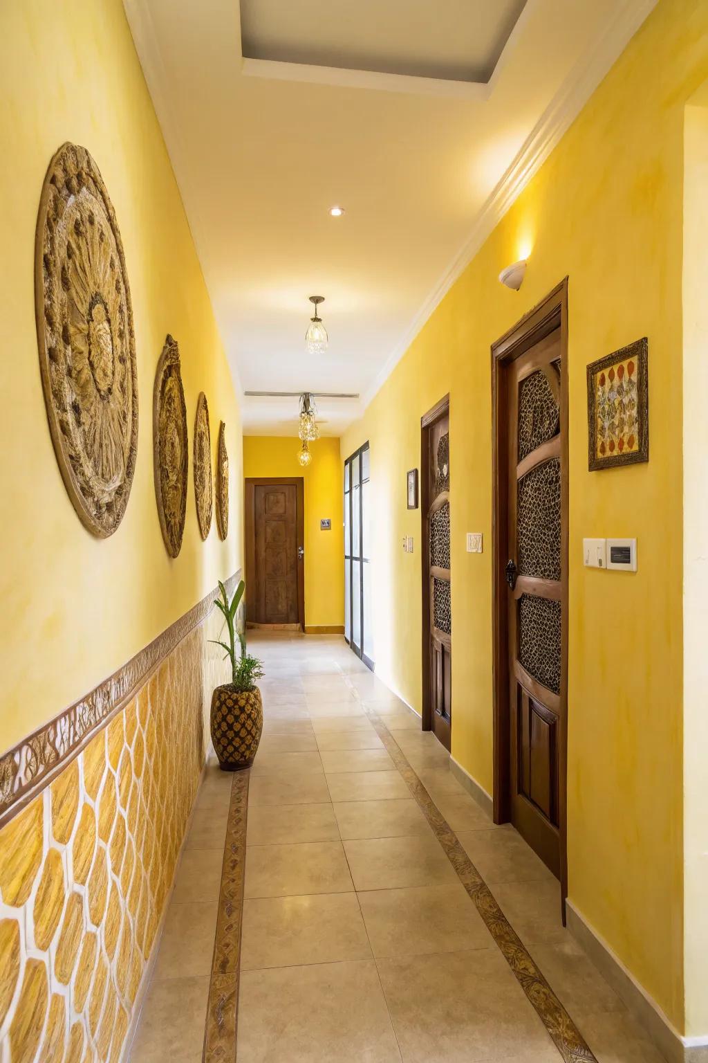 Illuminate your path with a cheerful yellow ombre in your hallway.