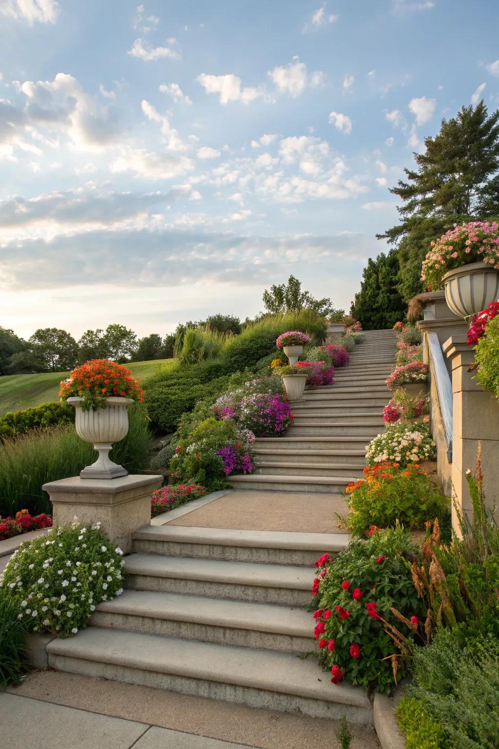 Planter steps bring nature closer to your path.