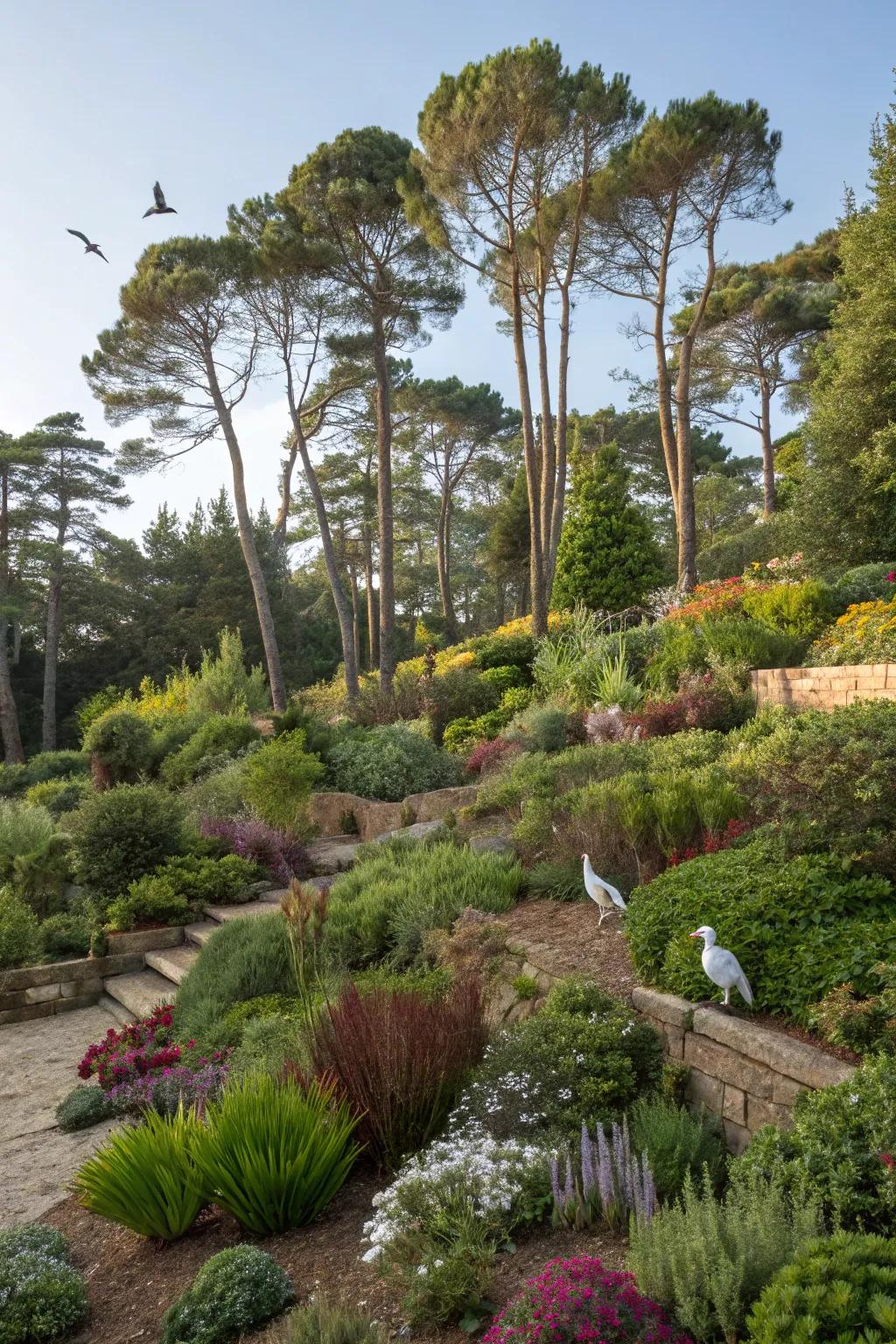 A layered garden provides diverse habitats and visual interest.