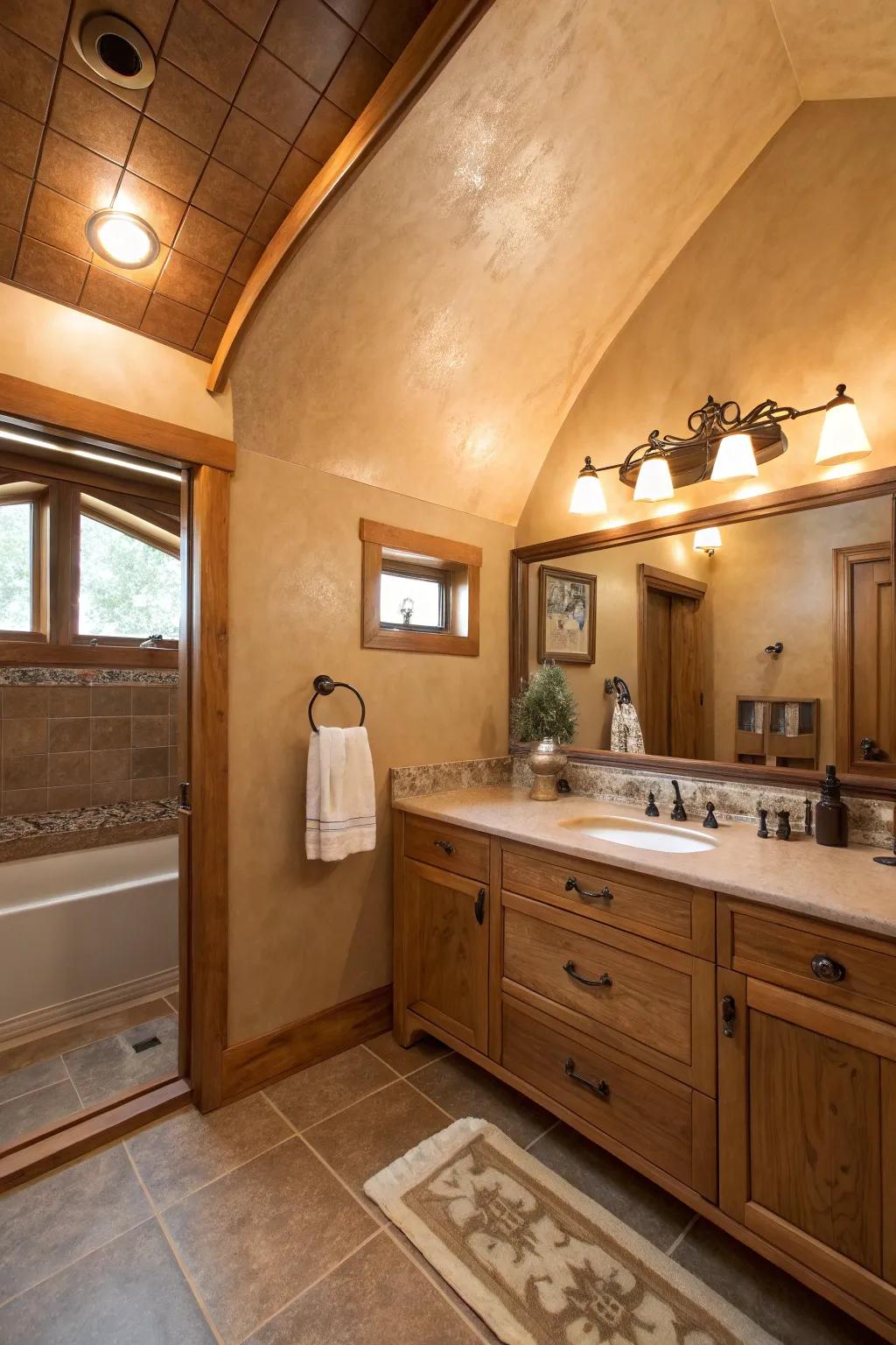 Warm neutrals create a serene and welcoming bathroom atmosphere.