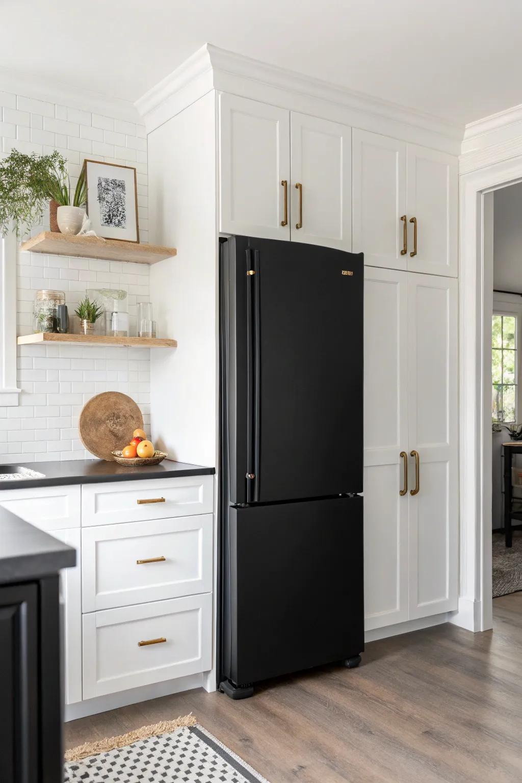 A black fridge offers timeless elegance and sophistication.