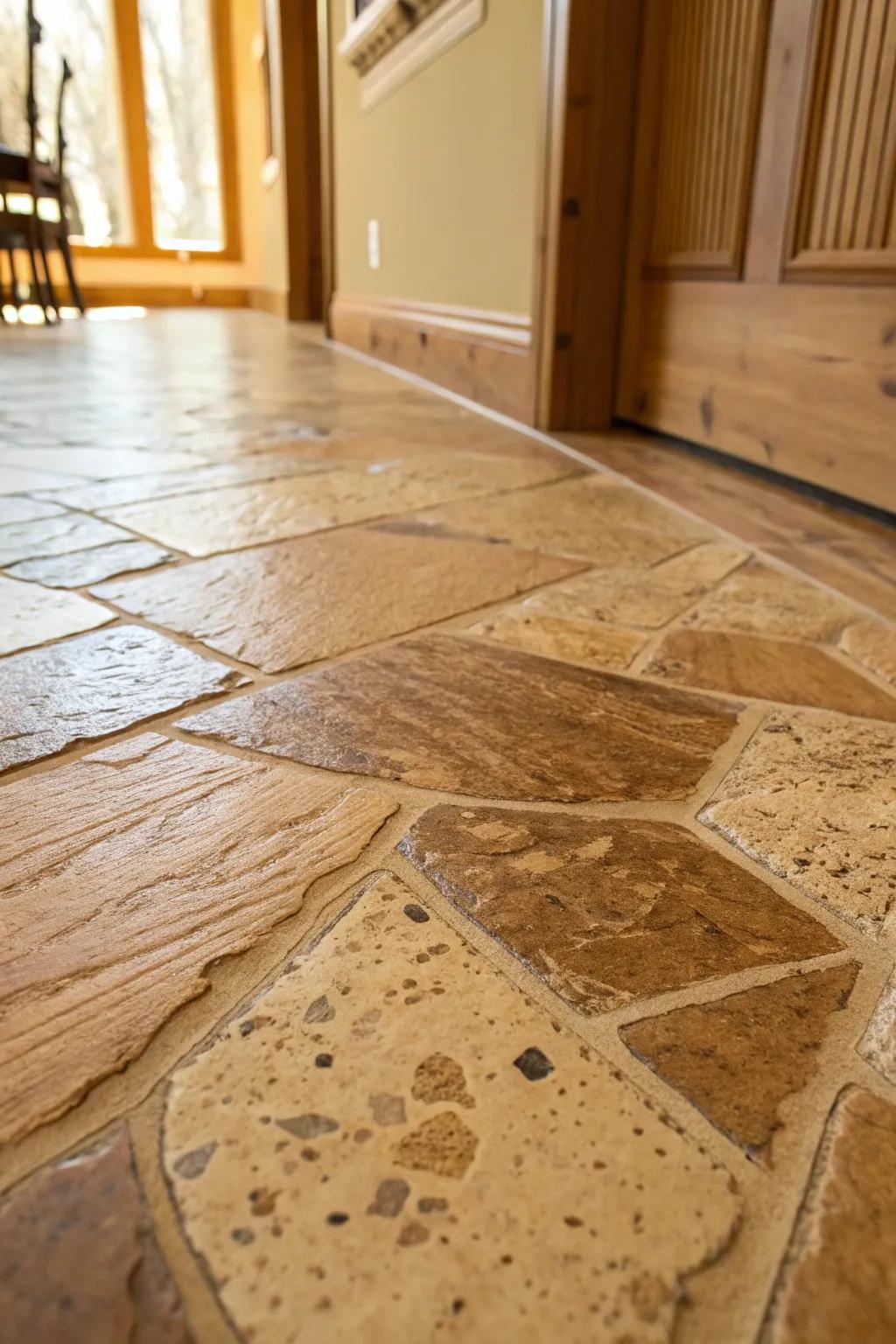 Transform your space with a nature-inspired painted OSB floor, where artistry meets craftsmanship.