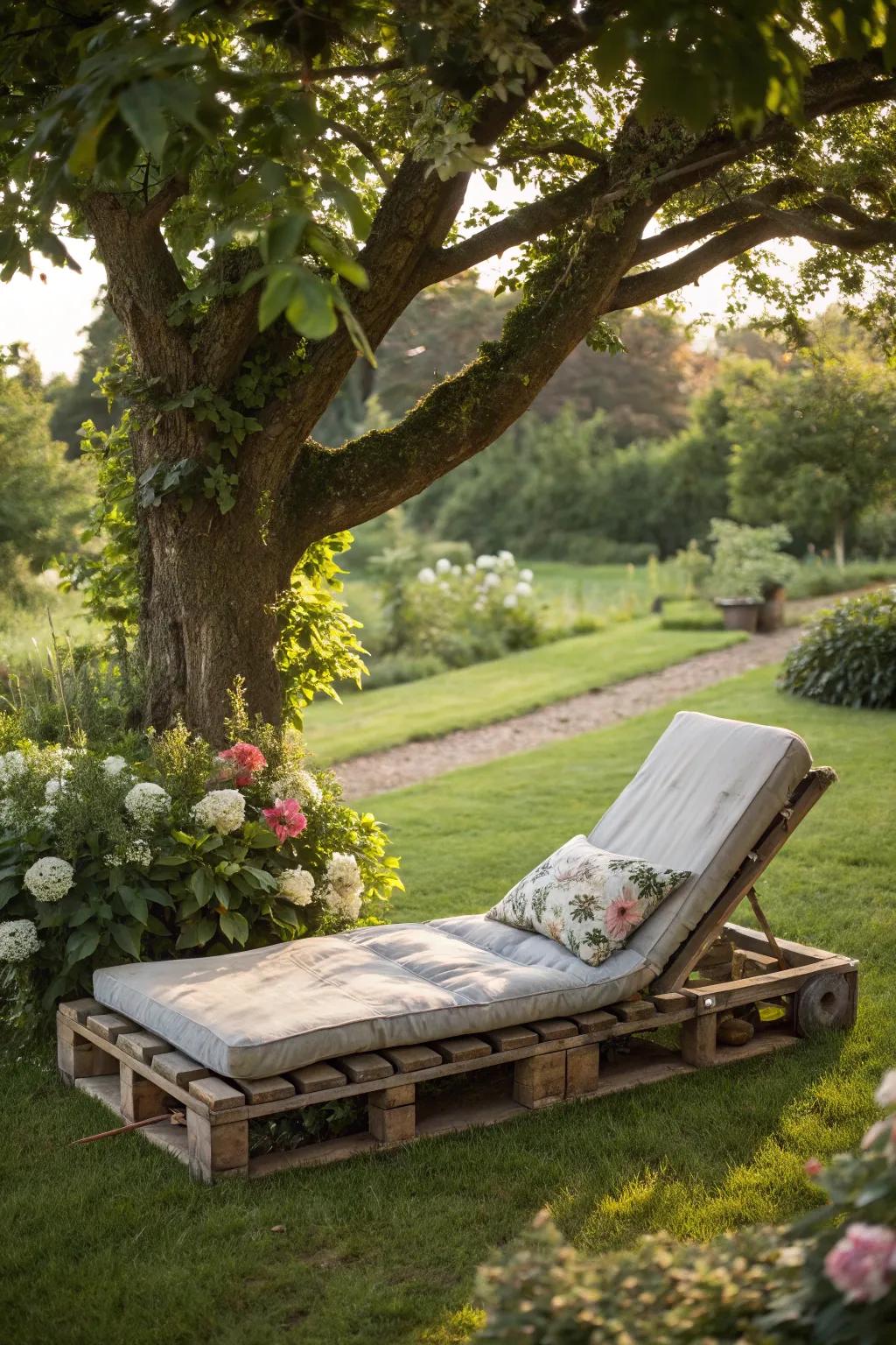 A perfect spot to unwind with a pallet lounger.