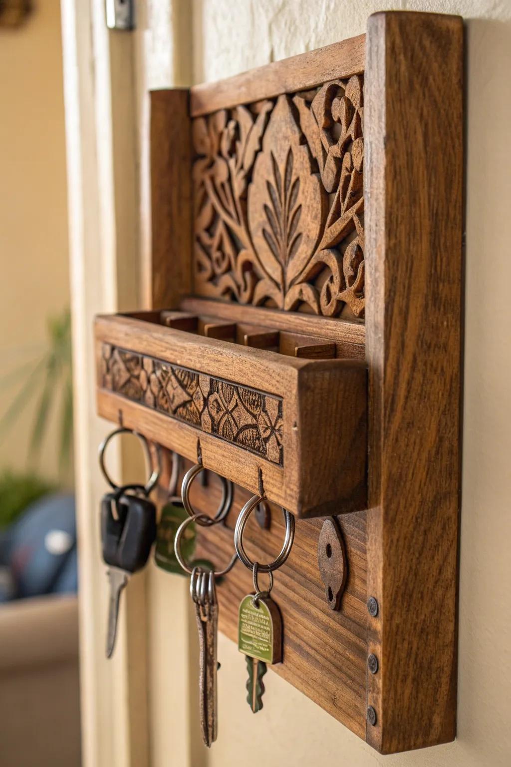 Elevate your entryway with this personalized key holder, a perfect blend of functionality and craftsmanship.