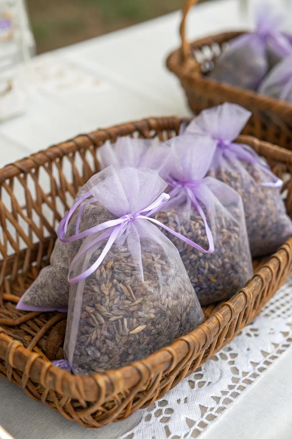 Lavender sachets offer a calming fragrance as a token of appreciation.