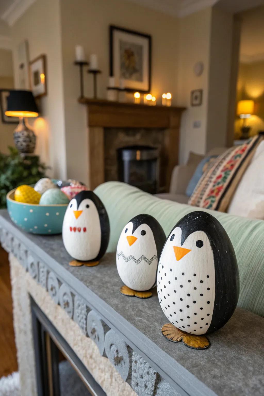 Waddle into winter with these charming wooden egg penguins.