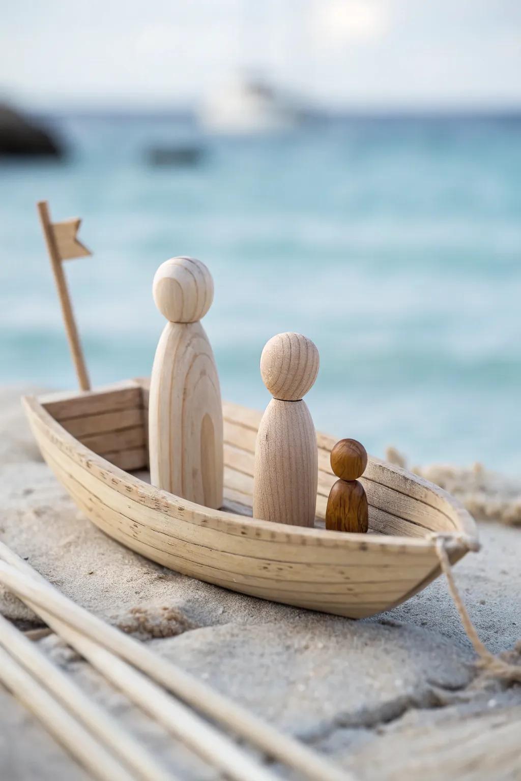 Sail into serenity with this charming craft stick boat, where simplicity meets artistry.