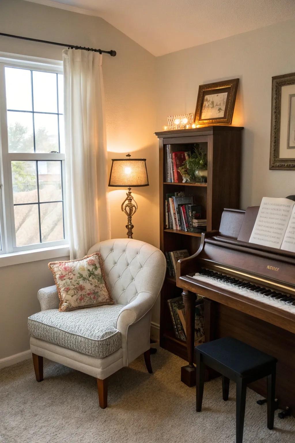 A cozy nook dedicated to music and relaxation.