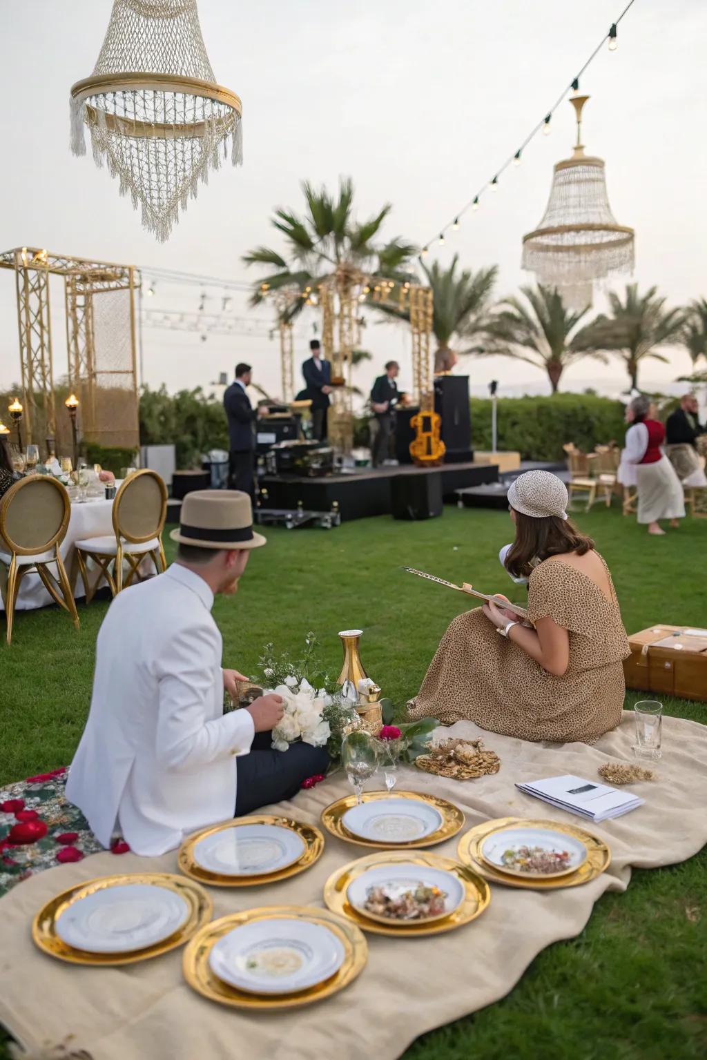 Step into the roaring twenties with a glamorous Great Gatsby picnic.