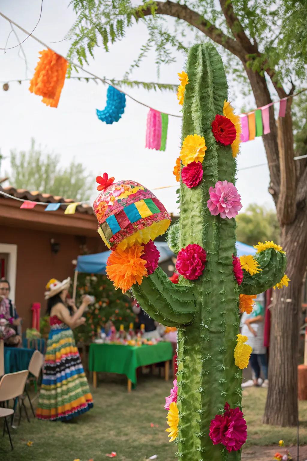 A cactus piñata brings desert vibes to your party.