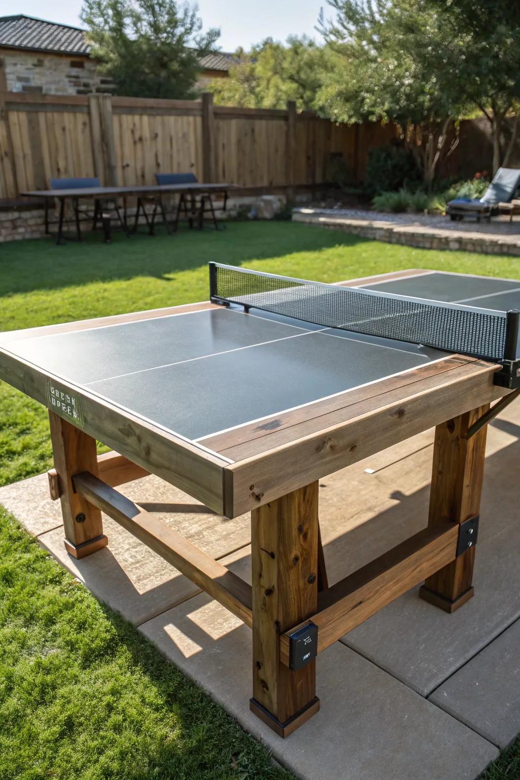 Transform your backyard into a gaming oasis with this handcrafted outdoor ping pong table, built to endure the Texas sun.