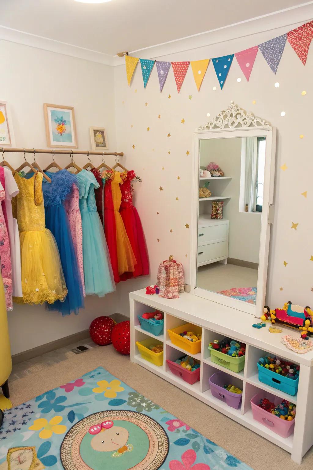 A whimsical dress-up area for endless imaginative play.