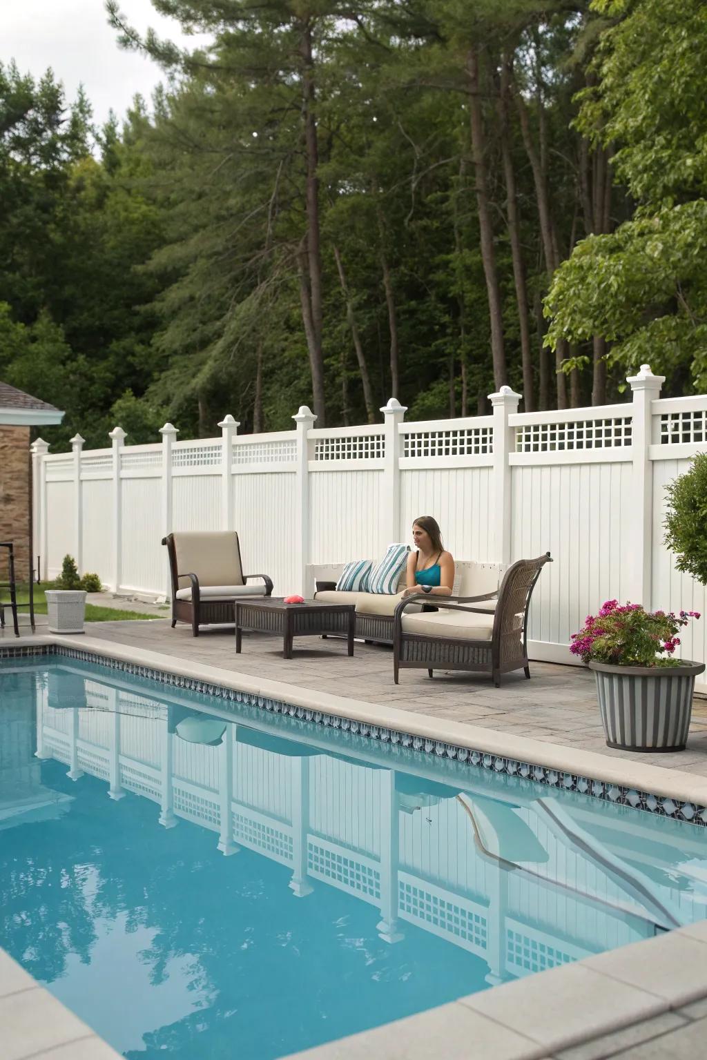 Versatile and practical vinyl pool fencing.