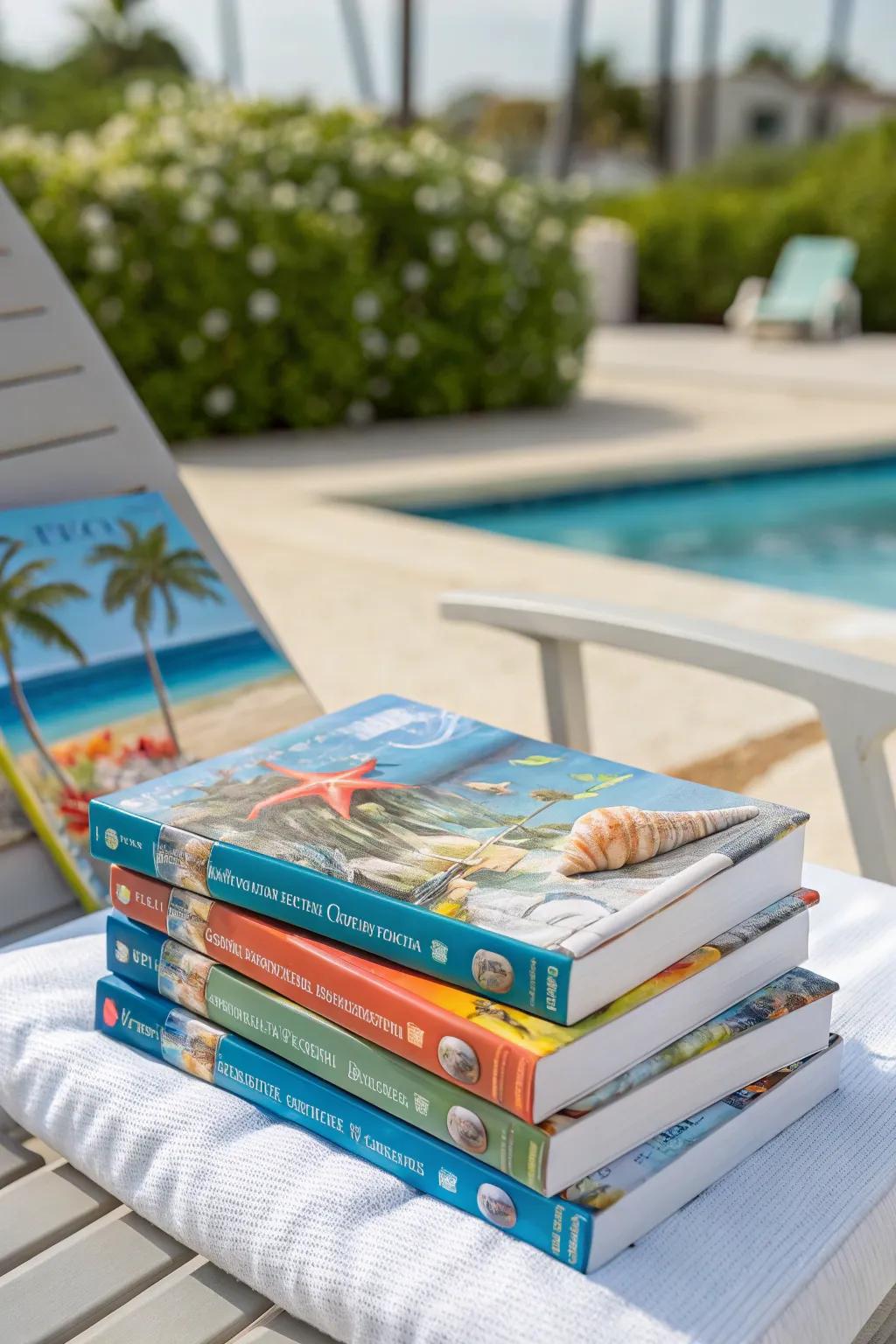 Puzzle books provide entertainment beyond the pool.