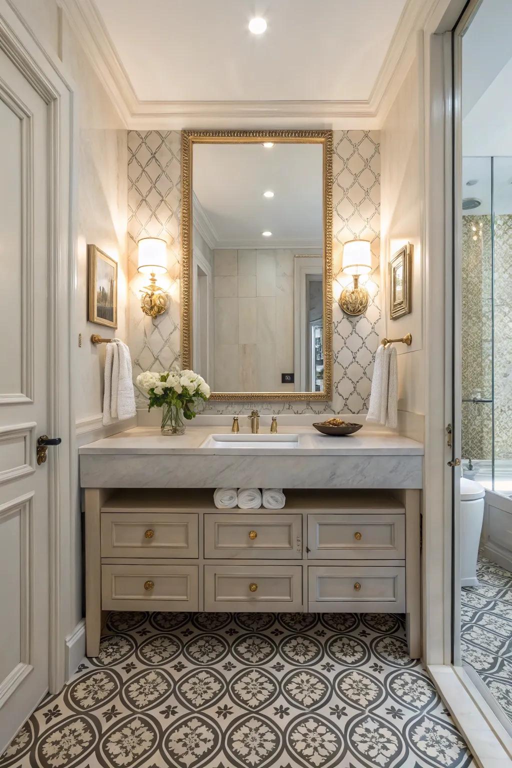 Mirrors can visually expand your powder room and reflect natural light.