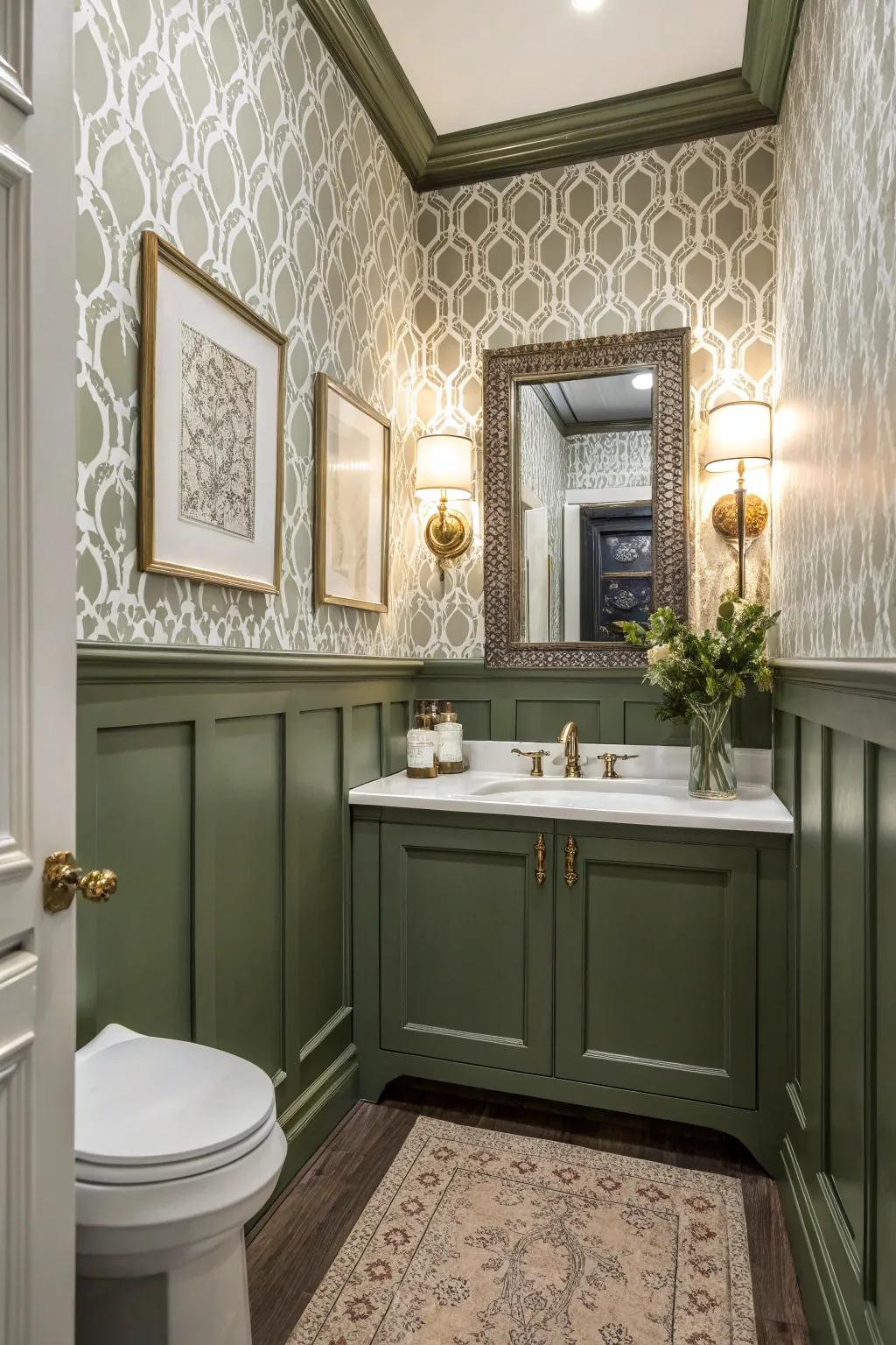 Extra tall wainscoting adds drama and style.