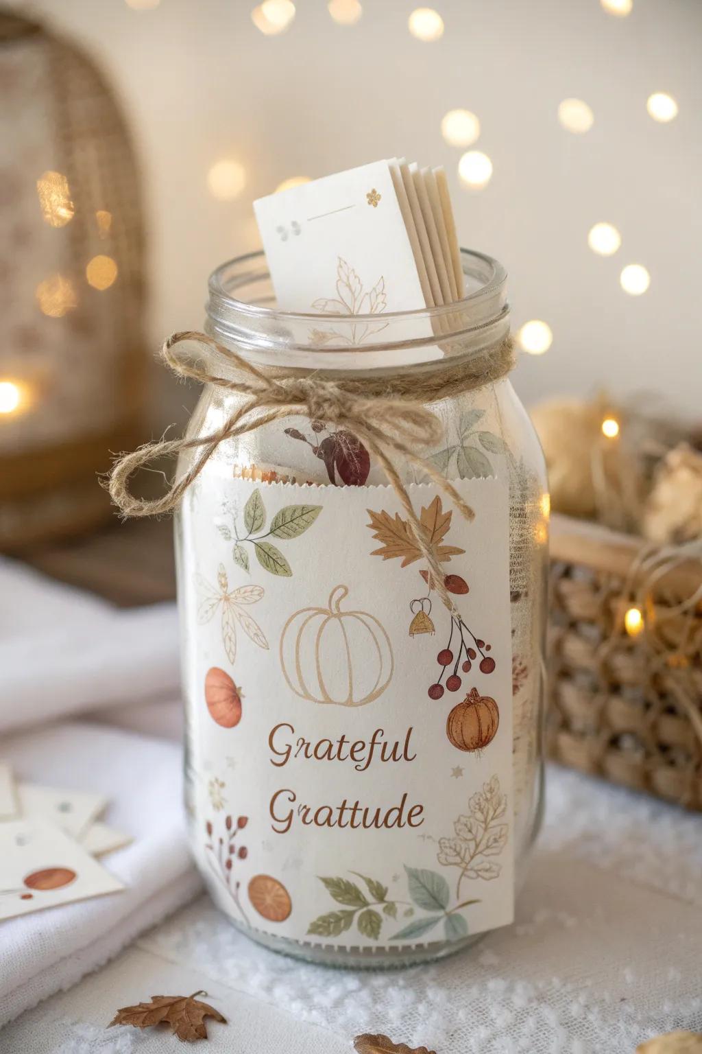 Embrace gratitude with a simple yet elegant Jar of Thanks this Thanksgiving.
