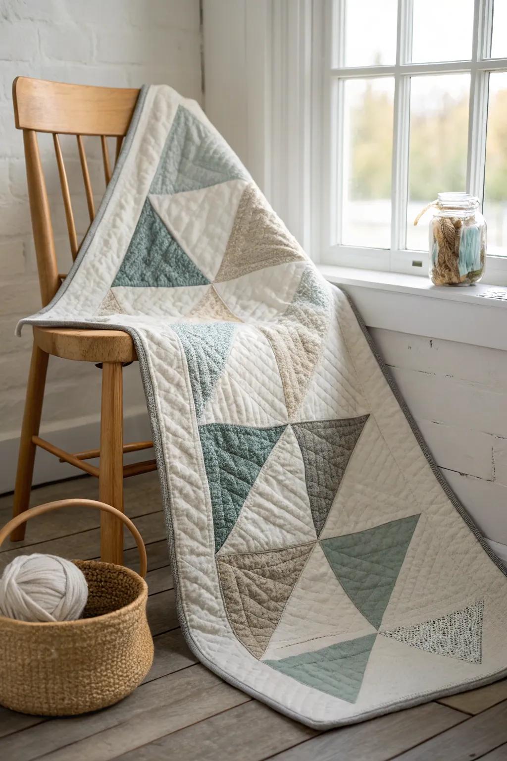 Elevate your quilt game with modern geometric shapes for a minimalist yet striking design.