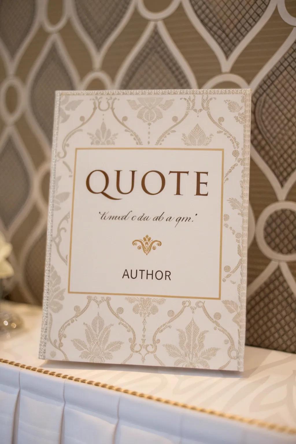 A stylish display of a quote with elegant attribution on a chic background.