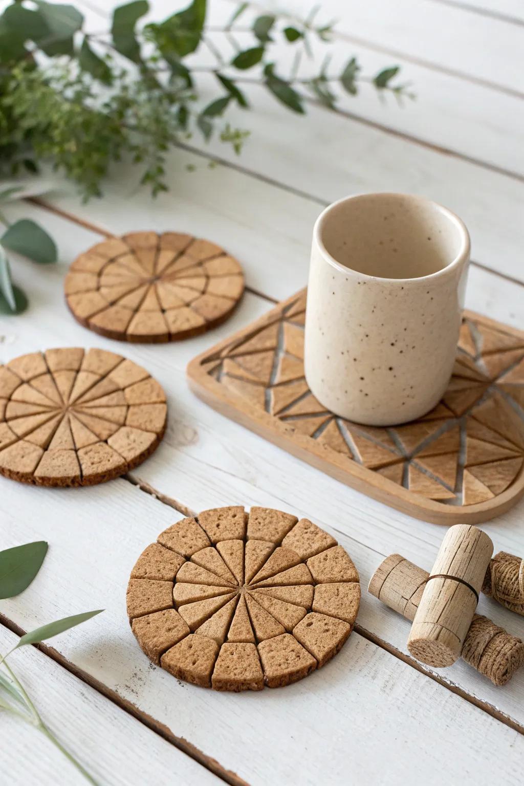Embrace simplicity and charm with these handcrafted wine cork coasters – a perfect blend of rustic elegance and minimalist design.