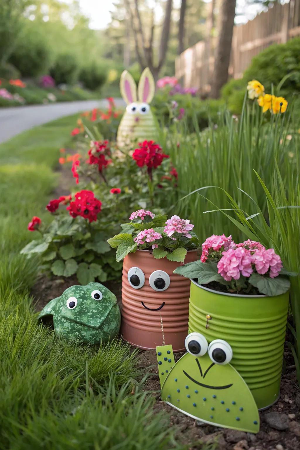 Bring tin cans to life with these playful garden creatures.