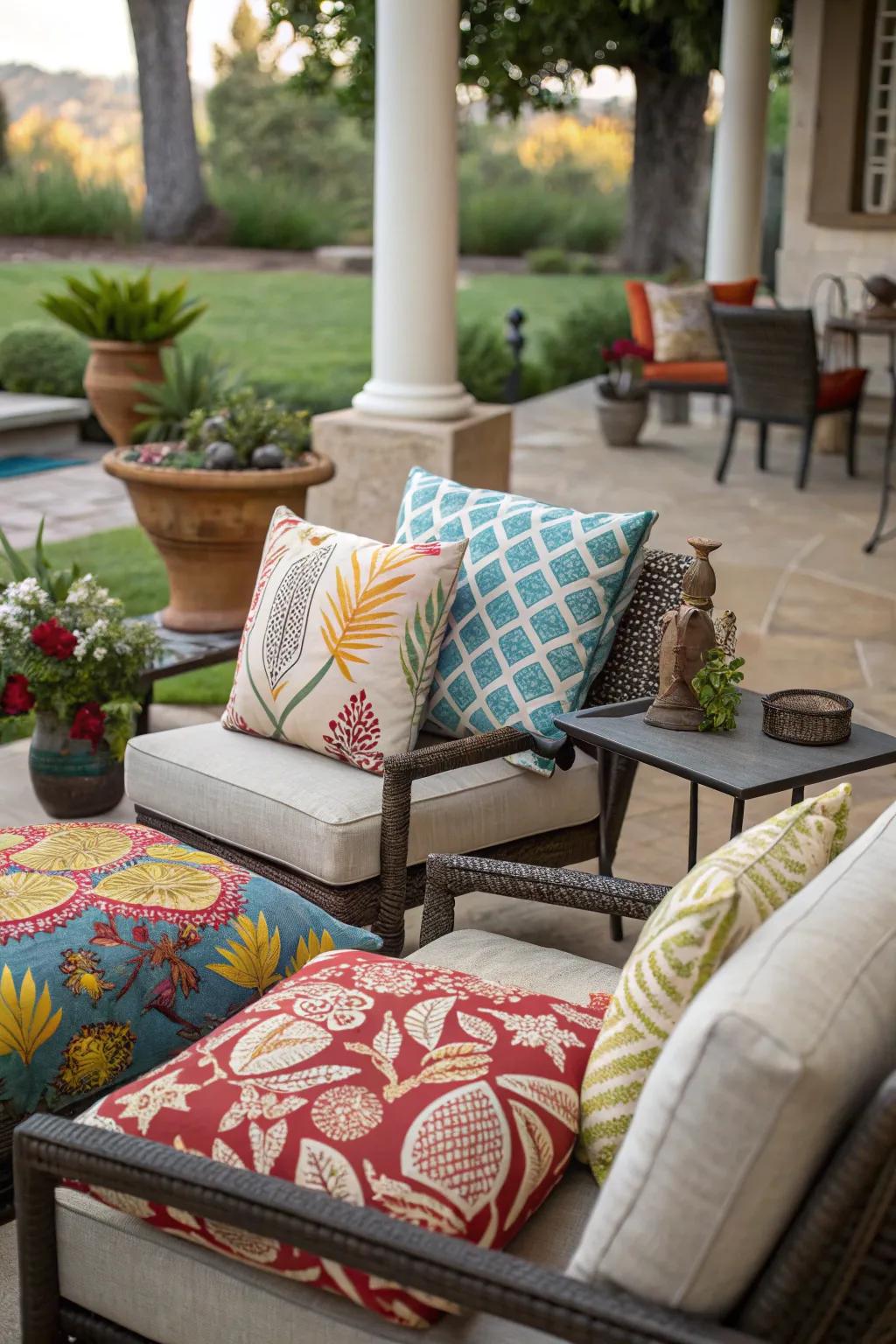 Custom cushions add comfort and style to your patio furniture.