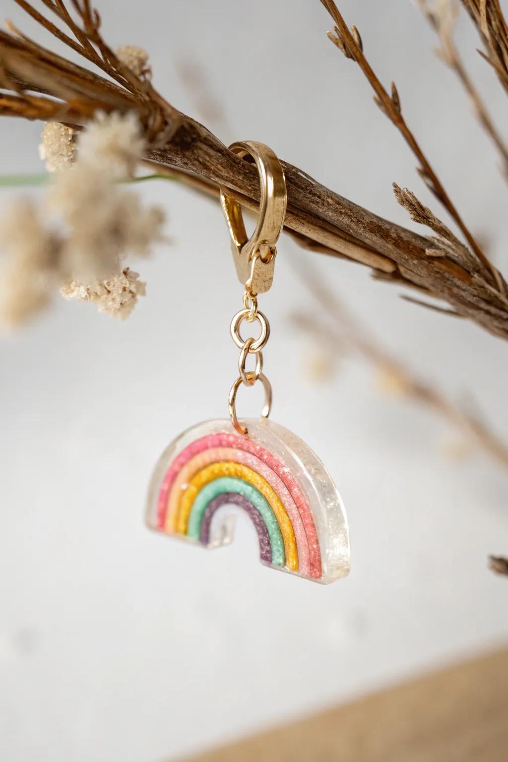 Wear a piece of the rainbow with this exquisite resin charm.