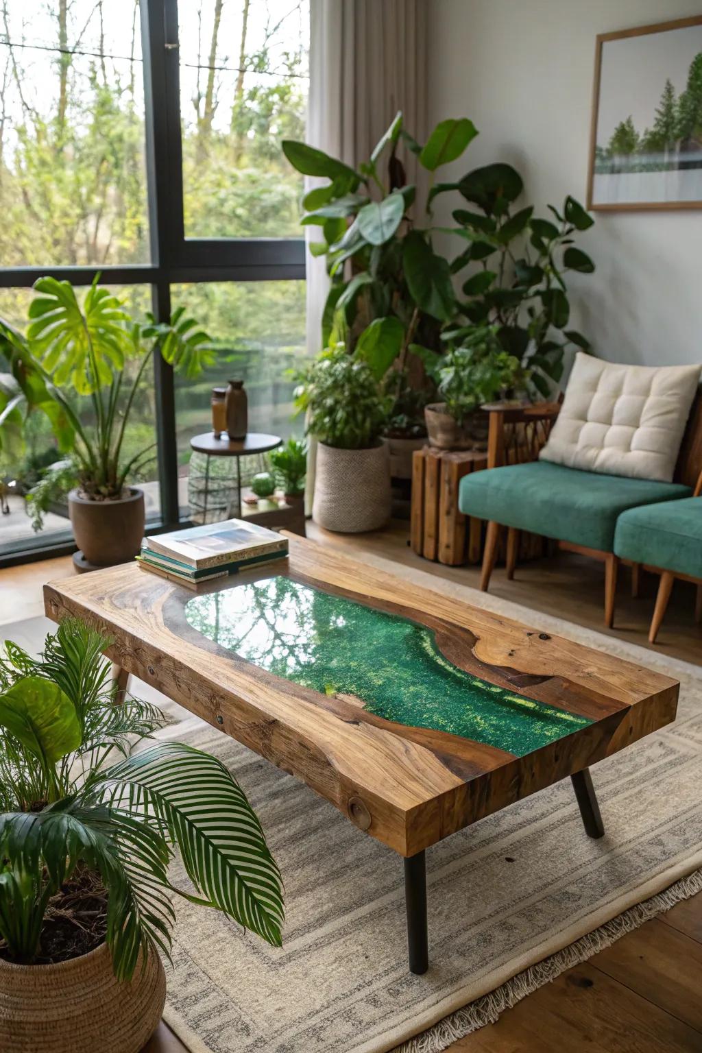 Embrace the beauty of nature with green river tables.