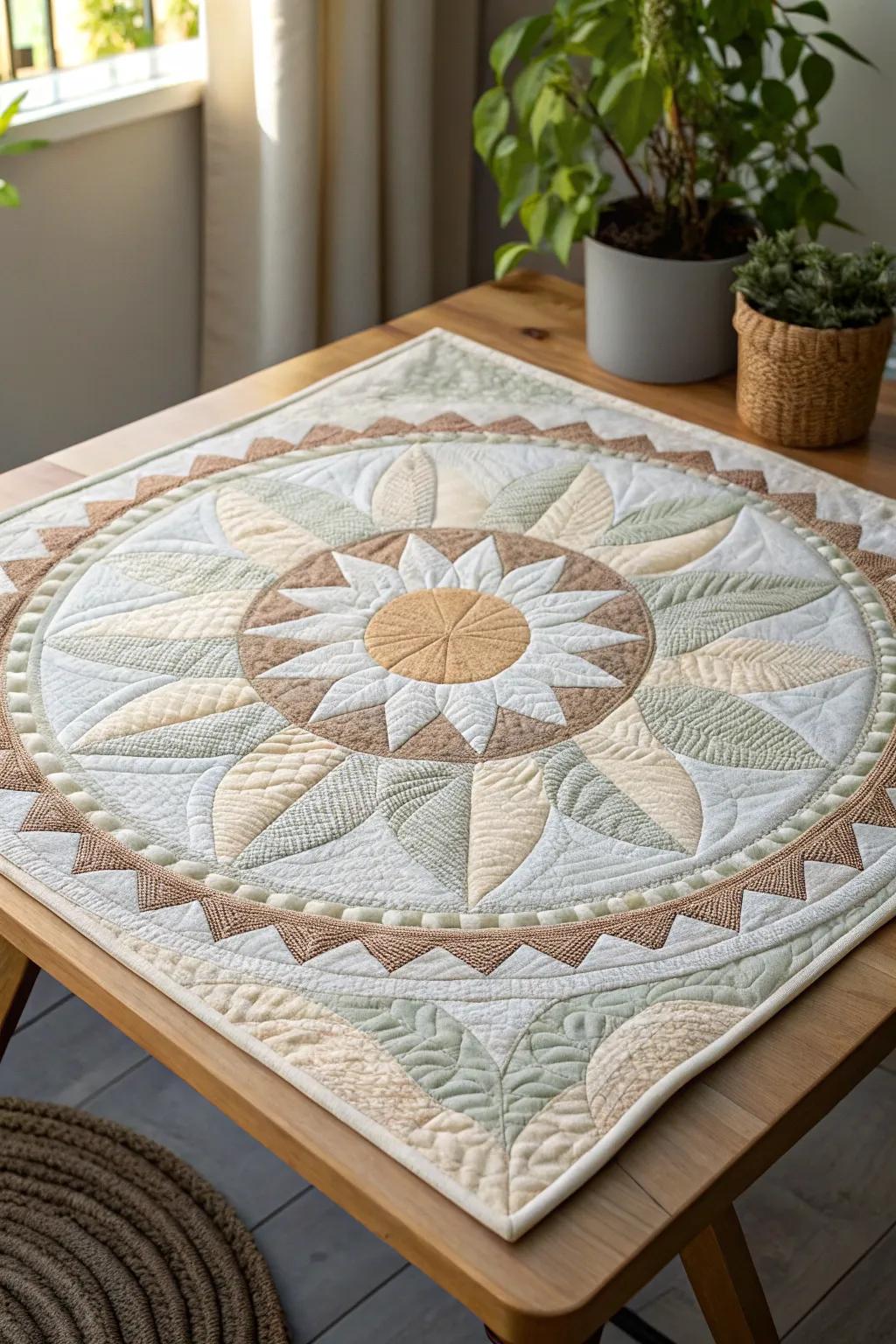 Embrace the serenity of symmetry with this beautifully crafted quilt border.