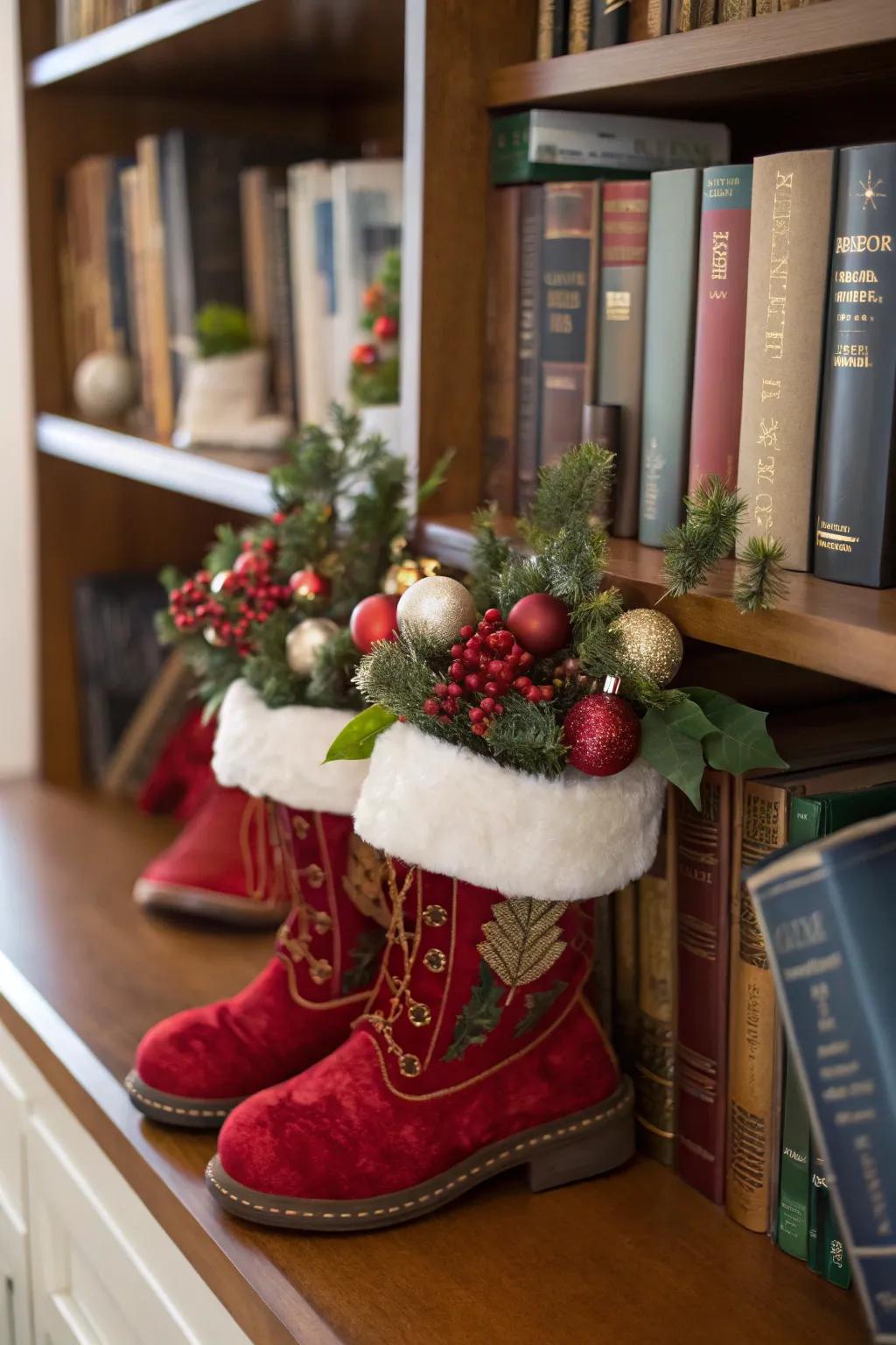 Decorate your bookshelves with festive flair.