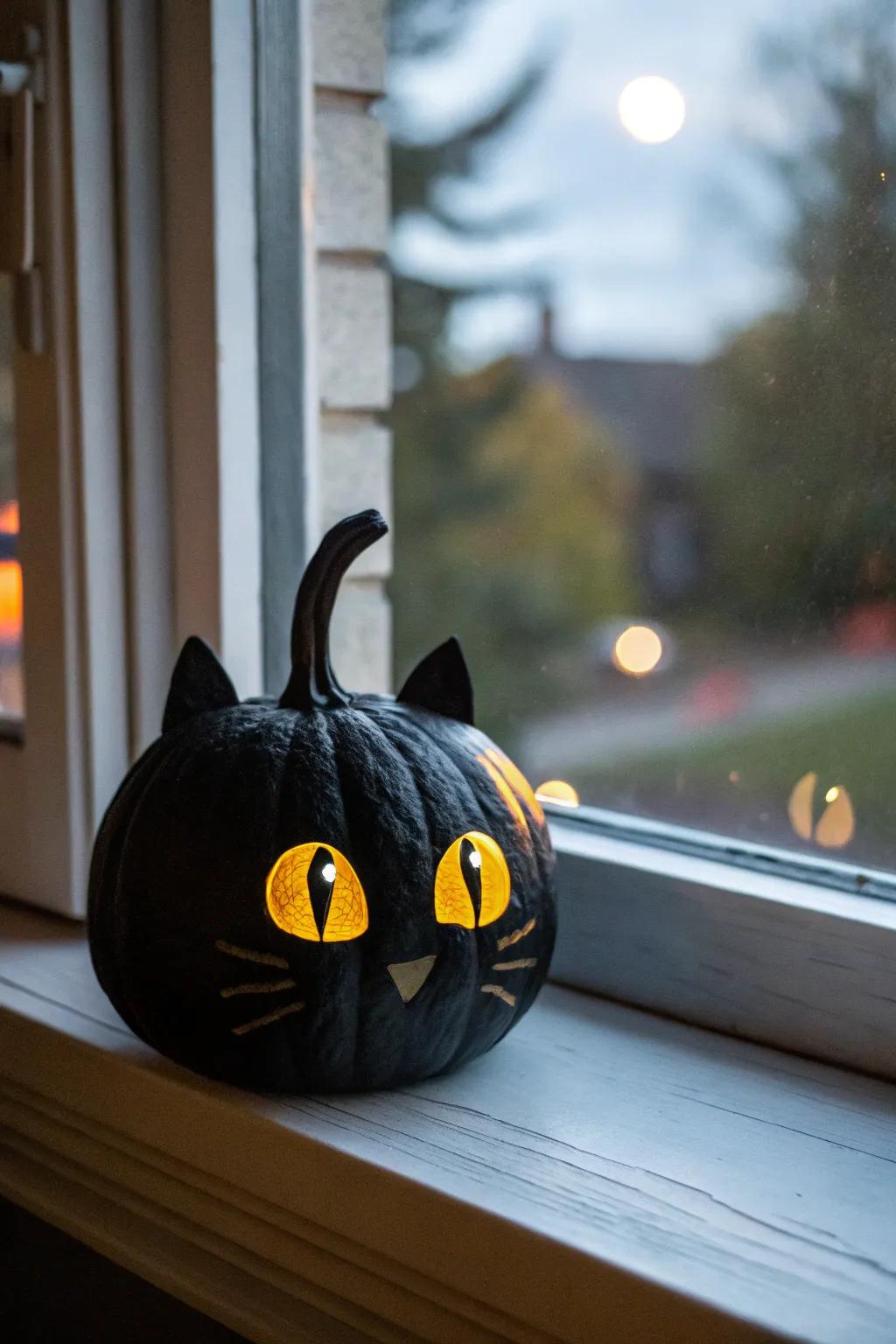 Black cat pumpkins add an air of mystery and enchantment.