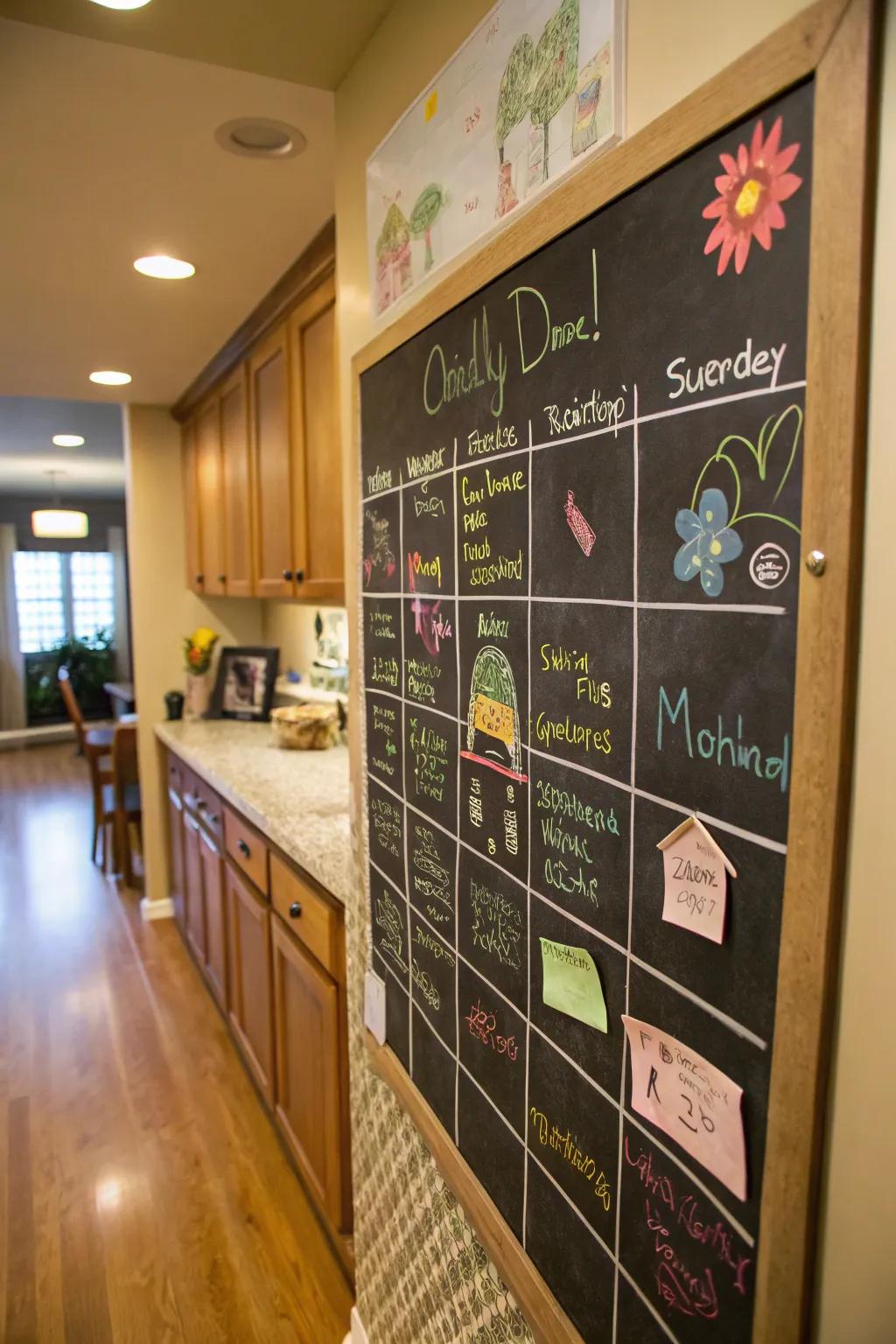 A DIY chalkboard schedule adds creativity to your home