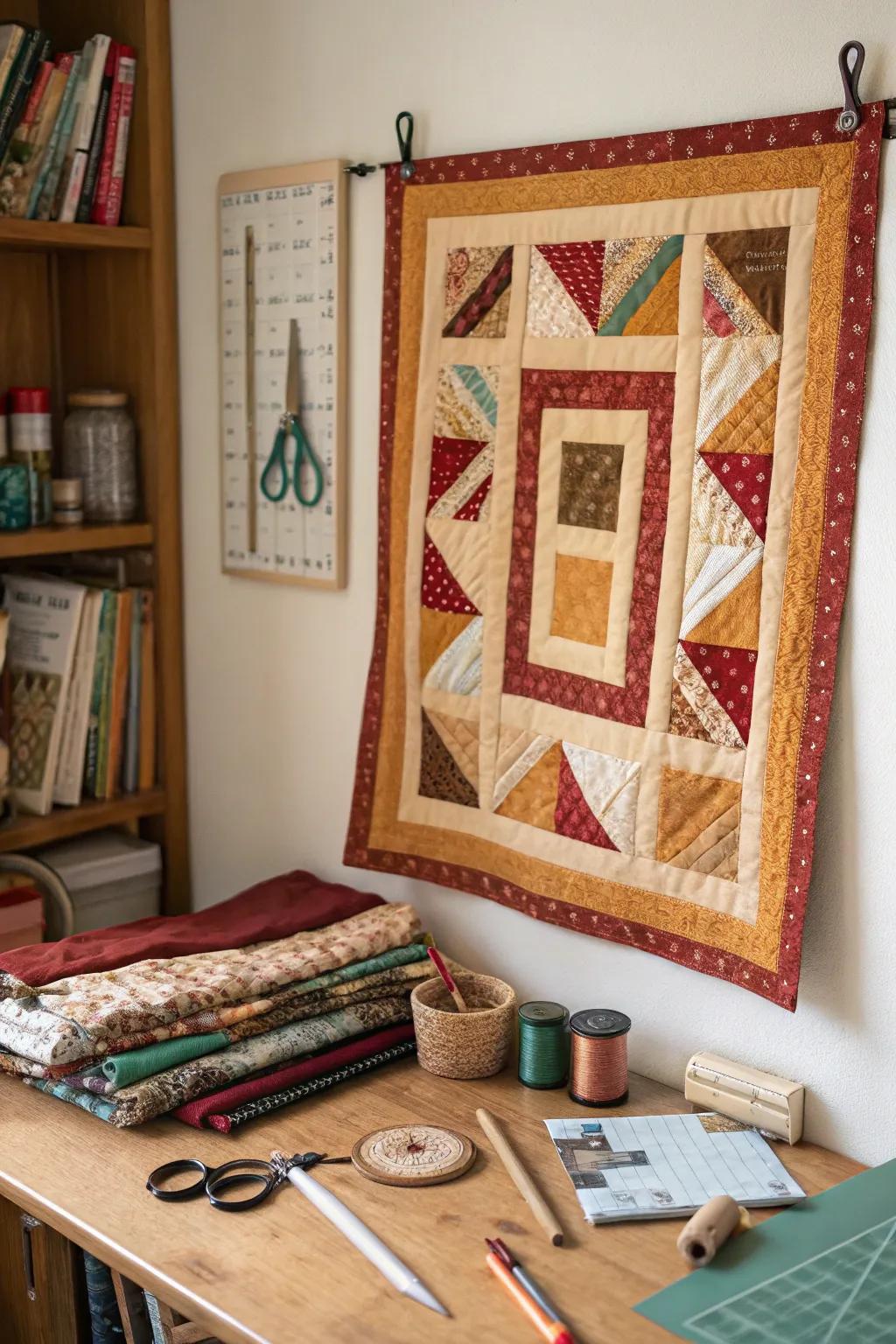 Scrap Cabin Blocks: Artistic and dynamic quilting.