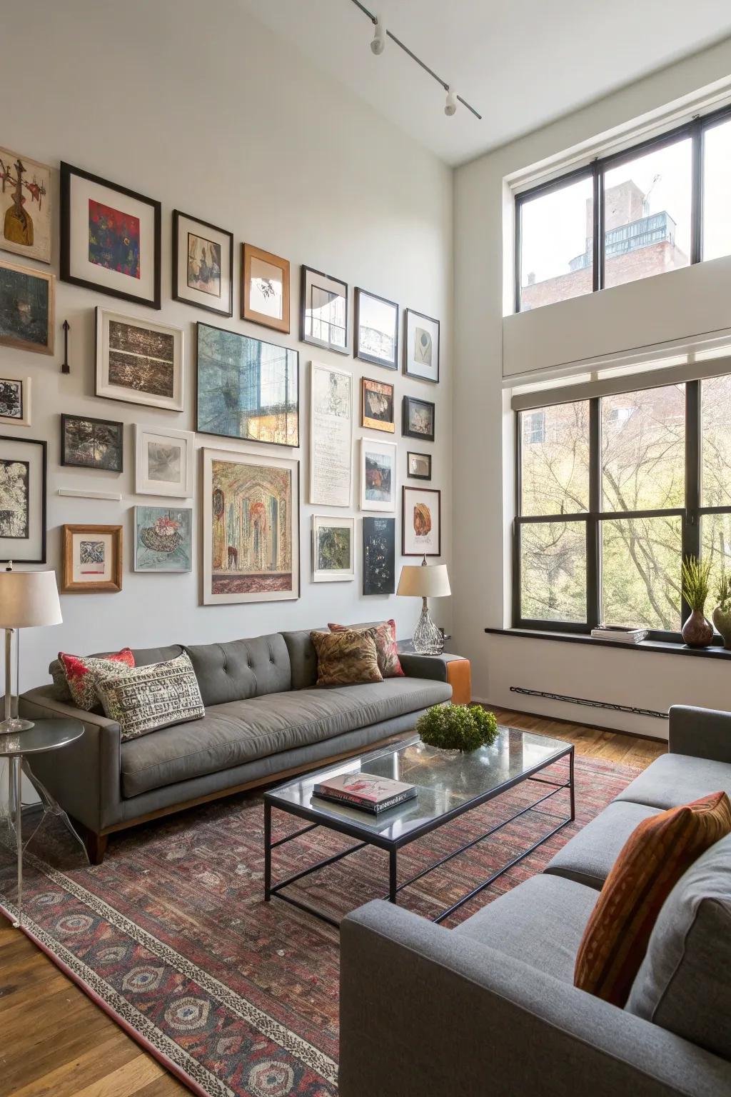 A gallery wall adds personality and character to your living space.